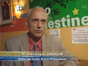 Christophe Oberlin lors de sa campagne pour Europalestine